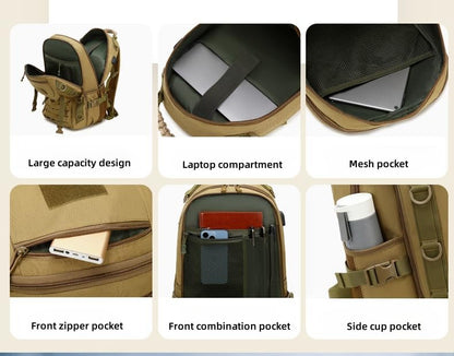 Heavy duty zipper military backpack Outdoor Tactical Backpack，Nylon canvas Knapsack，hiking camping travel Backpack， 3-day backpack，water resistantt (01#khaki) - color: 01#khaki