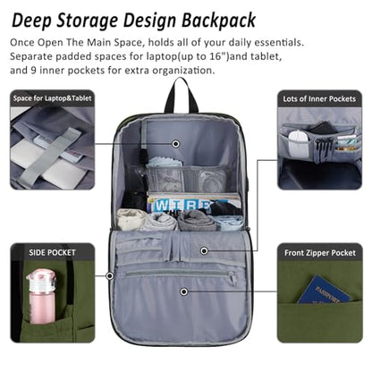 MAXTOP Deep Storage Laptop Backpack Business Anti-theft Backpacks[Water Resistant] College School Computer Bookbag Fits 17 Inch Laptop - color: Olive, size: 17 inch, style: Daypack Backpacks