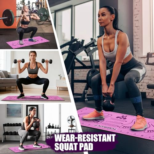 31.5'' X 13.8'' Non-Slip Squat Mat with Foot Position, Pro-Grade Exercise Mat Great for Squats, Leg and Lunges, Improving Muscle Activation, Versatility and Safety, Ideal for Home Fitness Enthusiasts - color: Pink