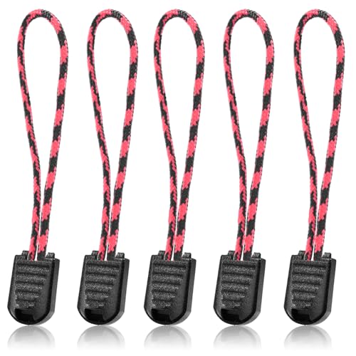 10 Pack Paracord Zipper Pull Replacement Pulls Tabs for Keys, Flashlight, Knife, Pouch, Backpack, Suitecases, Pocket - Black+Red - color: Black+Red