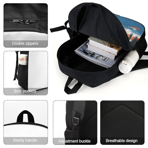 Travel Laptop Backpack Slim Durable Lightweight Back Pack Cute Cityscape Small Backpack For Women Men - color: Cityscape