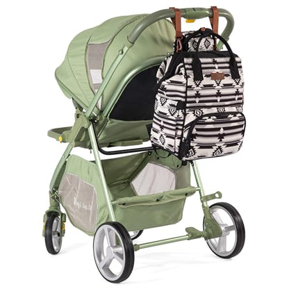 Montana West Wrangler Diaper Bag Backpack Aztec Callie Bag Travel Backpack Purses Western Multi-Function Baby Bags for Mom - color: Black