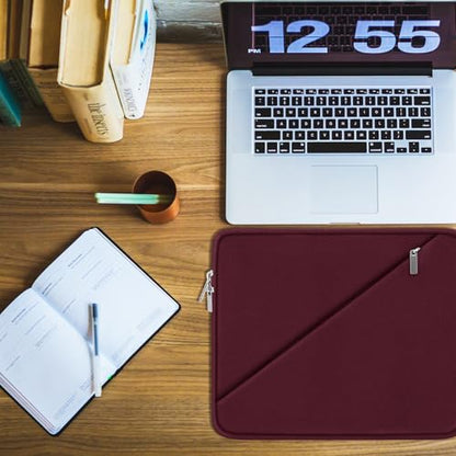 Laptop Sleeve 15.6 inch, Traveling Carrying Computer Bag with Zippered Pocket, Shockproof Protective Laptop Case Compatible for Apple Notebook, HP, Dell, Acer, Asus, Lenovo, Wine Red - color: Wine Red, size: 15.6 inch