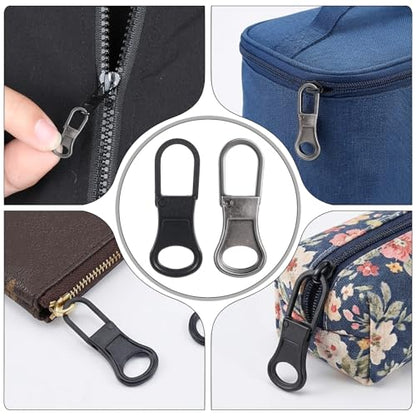 Metal Replacement Zipper Pull Tab, 10 PCS Detachable Zipper Pull Replacement Removable Zippers Repair Kit Zippers Clips for Jackets, Jeans, Backpacks, Purses, Coat, Pants, Suitcase, Purse, Small Holes