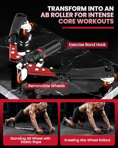 SAKER Twister Arm Trainer, Adjustable Hydraulic Home Gym Equipment for Strength Training, 22-440Lbs Chest Expander with Ab Roller Wheel, Workout Equipment for Men & Women, Arms Chest Core - style: RED