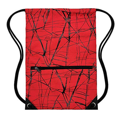 HOLYLUCK Drawstring Backpack Bag Sport Gym Sackpack - color: Metallic-red