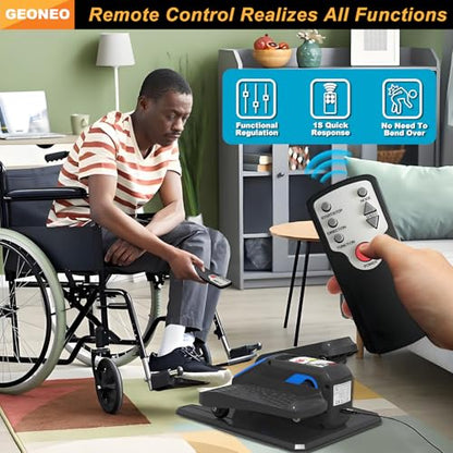 Under Desk Elliptical Machine, Electric Elliptical Leg Exerciser for Senior, Quiet and Compact Electric Seated Pedal Exerciser for Home with Monitor, Remote Control and 12 Adjustable Speeds - style: Blue