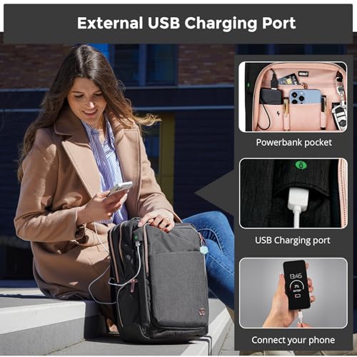 Swissdigital Design Business Backpack For Women with Rose Gold-Tone Zippers College Travel Laptop Backpack with Apple Find My Network,Fits 15.6 inch Laptop,Black-Finder Color Random | SD1006FB0-01 - color: Black Hexagon