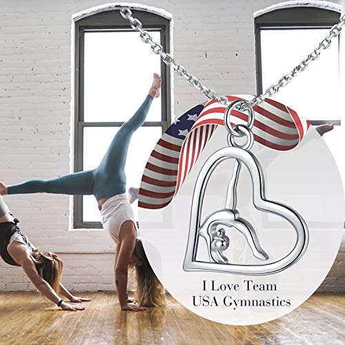Sariel Gymnastics Gifts for Women Gymnast Necklace 925 Sterling Silver Gymnastics Fashion Jewelry Pendant Birthday - color: Silver
