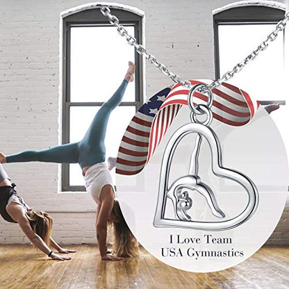 Sariel Gymnastics Gifts for Women Gymnast Necklace 925 Sterling Silver Gymnastics Fashion Jewelry Pendant Birthday - color: Silver