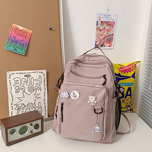 GAXOS Cute Aesthetic Backpack for School Girls Middle Student Bookbag - color: Pink2