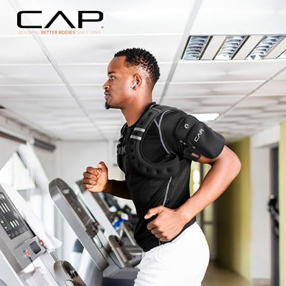CAP Barbell 8LB Weighted Vest – Unisex Workout Vest with Phone Pouch, Reflective Strips, and Adjustable Fit for Walking, Running, Cardio, and Strength Training | Black or Blue - color: Black