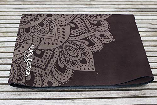 YOGA DESIGN LAB | Travel Yoga Mat | 2-in-1 Mat+Towel | Lightweight, Foldable, Eco Luxury | Ideal for Hot Yoga, Bikram, Pilates, Barre, Sweat | 1.5mm Thick | Includes Carrying Strap! - color: Mandala Black