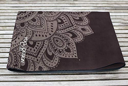 YOGA DESIGN LAB | Travel Yoga Mat | 2-in-1 Mat+Towel | Lightweight, Foldable, Eco Luxury | Ideal for Hot Yoga, Bikram, Pilates, Barre, Sweat | 1.5mm Thick | Includes Carrying Strap! - color: Mandala Black