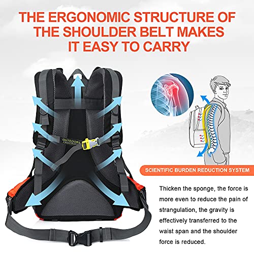 INOXTO lightweight Hiking Backpack 35L/40L Hiking Daypack with Waterproof Rain Cover for Travel Camping Outdoor Men and Women - color: 35l Orange