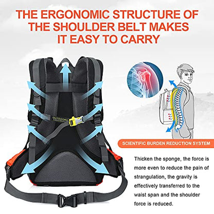 INOXTO lightweight Hiking Backpack 35L/40L Hiking Daypack with Waterproof Rain Cover for Travel Camping Outdoor Men and Women - color: 35l Orange