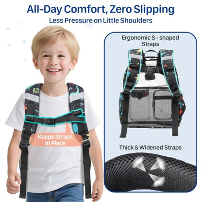 Bagseri Clear Backpack for Boys, 15 Inch Heavy Duty Kids Transparent Bookbag for School Kindergarten to 2nd Grade, Fits 12.5 Inch Folders, High Visibility Reflective Strips, Black Dinosaur - color: 1pcs, A-black Dinosaur, style: Backpack