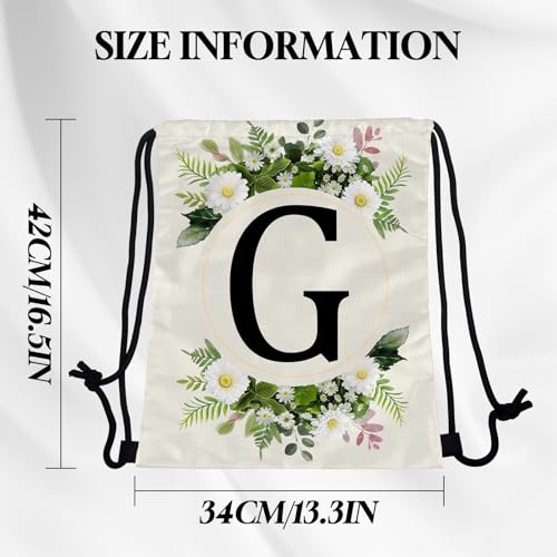 Initial Letter Drawstring Backpack String Sports Gym Bags Waterproof Sackpack Cute for Men Women Beach (13"×17") (Letter-G) - color: Letter-g
