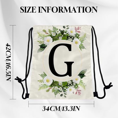 Initial Letter Drawstring Backpack String Sports Gym Bags Waterproof Sackpack Cute for Men Women Beach (13"×17") (Letter-G) - color: Letter-g