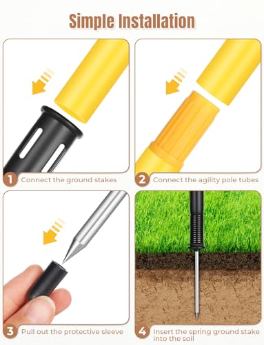GHB Agility Poles 6 Pack 6ft Sports Soccer Training Poles,Detachable Speed Training Equipment Football Accessories
