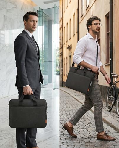 bagasin 15 15.6 16 inch Laptop Computer PC Shoulder Bag Carrying Case, Water-Repellent Fabric Briefcase, Lightweight Toploader, Business Casual or School - color: Black, size: 15.6-16