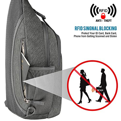 G4Free Sling Bag for Men and Women, RFID Blocking Crossbody Bag, Lightweight Sling Backpack for Travel, Hiking, Walking and Daily Use - color: Dimgray