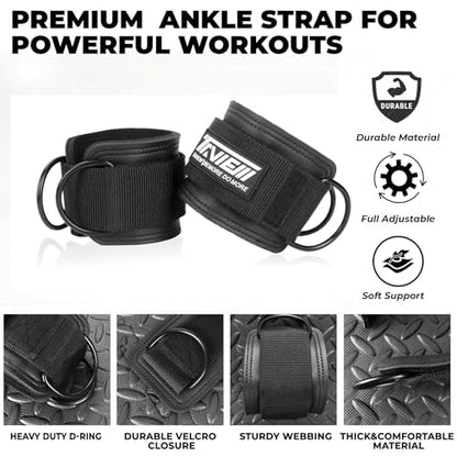 TAVIEW Ankle Straps Cable Machine Attachment for Gym - Cable Kickback Ankle Straps - Padded Ankle Cuffs for Glute Kickbacks and Leg Workouts - color: Black-Pair