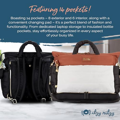 Itzy Ritzy Dream Convertible Diaper Bag Tote Backpack - Baby Diaper Bag with 14 Pockets, Changing Pad & More (Coffee & Cream) - color: Coffee & Cream