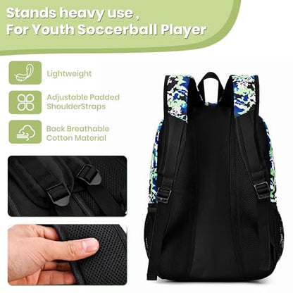 Hsmihair Soccer Bag-Soccer Backpack&Backpack for & Football Volleyball & Basketball,with Ball Compartment and Separate Cleat - color: GreenCamo
