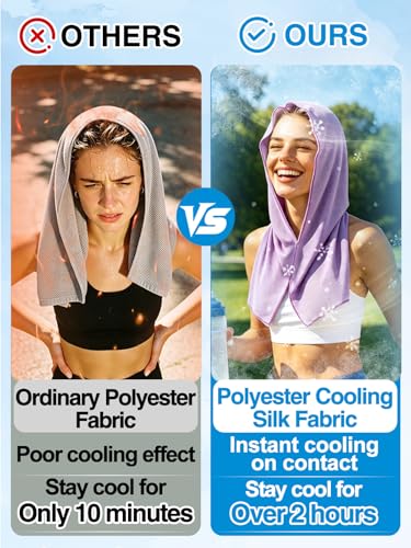 Acostop 3 Pcs Long Lasting Cooling Hoodie Towels for Neck and Face- Absorbent & Quick Drying Cooling Towel Wraps for Women, Sun Protection in Summer Extreme Heat Hot Weather (Blue, Purple, Pink) - color: Blue, Purple, Pink