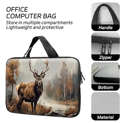 14 15 15.4 15.6 inch Laptop Handle Bag Computer Bag, Pouch Holder Notebook Sleeve Cover Soft Case Compatible for Dell,Lenovo,Toshiba HP, Asus Notebook-Autumn Elk - color: Autumn Elk