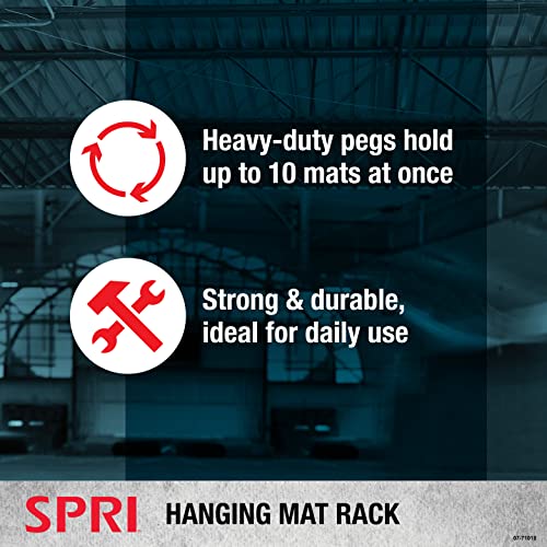 SPRI Hanging Exercise Mats for Gyms, Closed-Cell Foam Yoga & Fitness Mats with Grommets, Thick Workout Mats for Studios & Group Fitness Classes, Wall Rack Mat Holder Storage, Black - style: Hanging Rack