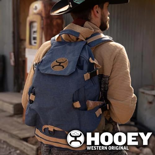 HOOEY Mule 25L Backpack - Hiking, Gym, & Travel Bag with Boot Carrier, Hat Strap, Rain Cover, Laptop Sleeve (Denim) - color: Denim