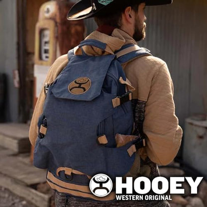 HOOEY Mule 25L Backpack - Hiking, Gym, & Travel Bag with Boot Carrier, Hat Strap, Rain Cover, Laptop Sleeve (Denim) - color: Denim