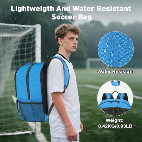Soccer Backpack with Seperate Compartment, Water Resistant Sport Bags fit for Basketball, Volleyball, Football - color: Blue 2.0