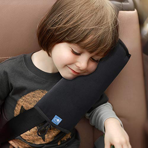 COOLBEBE Seat Belt Pillow for Kids, Extra Soft Toddler Travel Pillow for Car Seat, Universal Carseat Strap Cushion Pads for Childs Baby People Adults, Black - color: Black, size: Large (Pack of 1)