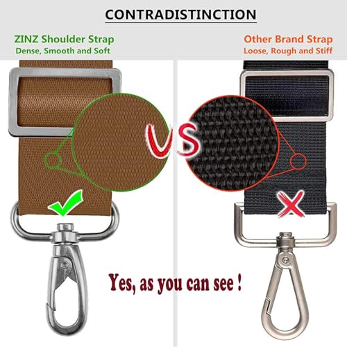 ZINZ Bag Shoulder Strap, Padded Adjustable Shoulder Strap Replacement - color: Khaki, size: 57"