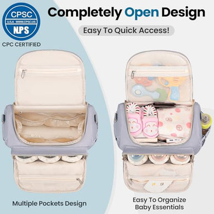 Tealari 4 in 1 Convertible Diaper Bag Backpack,Waterproof Baby Diaper Bag with Changing Pad,Converts into Baby Tote Bag,Diaper Backpack,Stroller Bag and Crossbody Diaper Bag - color: Gray