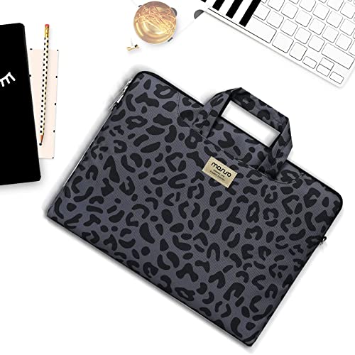 MOSISO Laptop Shoulder Bag, 15.6 inch Computer Bags Compatible with MacBook Air 15 inch M4 M3 M2/Pro 16 M4 M3 M2 M1 2025-2019, 15-15.6 inch Notebook, Leopard Grain Briefcase Sleeve with Belt - size: 16 inch