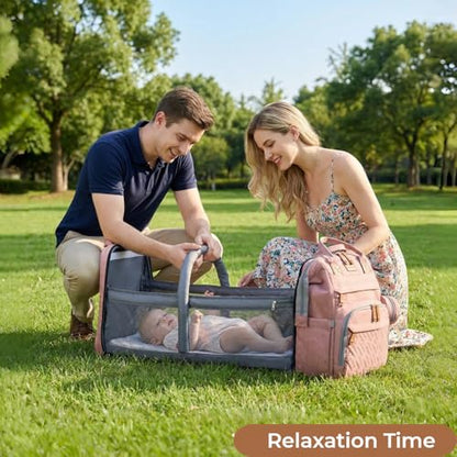 Diaper Bag Backpack with Changing Station, Waterproof for Travel, Pink - color: Pink