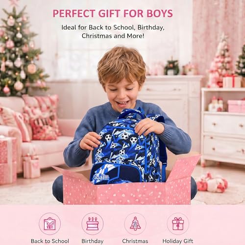 3PCS Kids Backpack Set, School Backpack with Lunch Bag & Pencil Case, Lightweight Waterproof Bookbag for Kids (Soccer Blue) - color: Soccer Blue