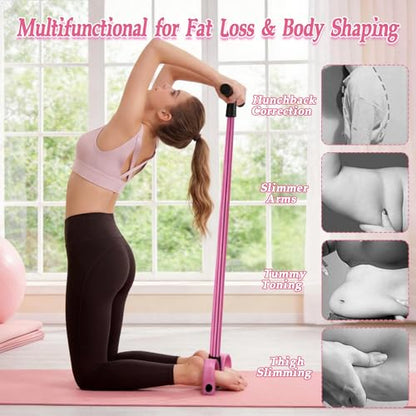 Pedal Resistance Bands with Handles, New Model 6 Tube Resistance Foot Pedal, Multifunctional Rubber Resistance Bands, Suitable for Waist, Arms, Abdomen, and Legs - color: pink