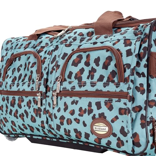 Rockland Rolling Duffel Bag, Black, 22" - color: BLUELEOPARD, size: 22"