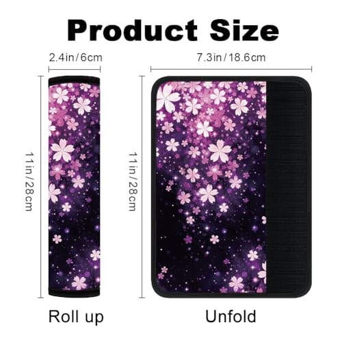 2Pcs Soft Auto Seat Belt Cover Pads, Cherry Blossom Car Seatbelt Shoulder Cushion for Comfortable Driving, Compatible with All Cars' Seatbelt and Backpack Straps 11x2.4inch - color: Cherry