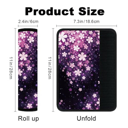 2Pcs Soft Auto Seat Belt Cover Pads, Cherry Blossom Car Seatbelt Shoulder Cushion for Comfortable Driving, Compatible with All Cars' Seatbelt and Backpack Straps 11x2.4inch - color: Cherry