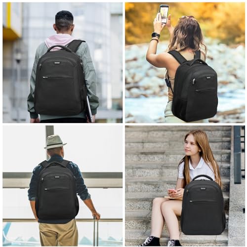BIKROD Backpack for Men and Women, School Backpack for Boys, Water Resistant Business Travel Laptop Back Pack Fit 15.6 Inch Laptop with USB Charging Port, Black