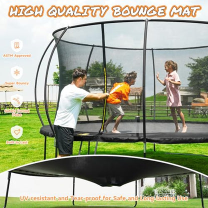 10FT 12FT 14FT 15FT 16FT Outdoor Trampoline with Enclosure Net, Heavy Duty Yard Trampolines, ASTM Approval Recreational Trampolines for Kids and Adults - size: 14FT