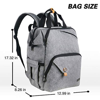 Hap Tim Diaper Bag Backpack,Large Capacity Travel Back Pack Maternity Baby Nappy Changing Bags, Double Compartments with Stroller Straps,Waterproof,Grey (US7340-G) - color: Grey