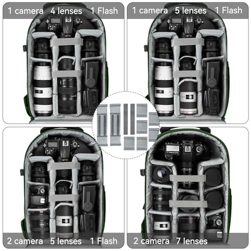 TORIBIO Camera Backpack, Hardshell DSLR Photography Camera Bag, Waterproof Hard Shell Camera Case with Tripod Holder & 15.6" Laptop Compartment Compatible with Canon/Nikon/Sony/DJI Mavic Drone