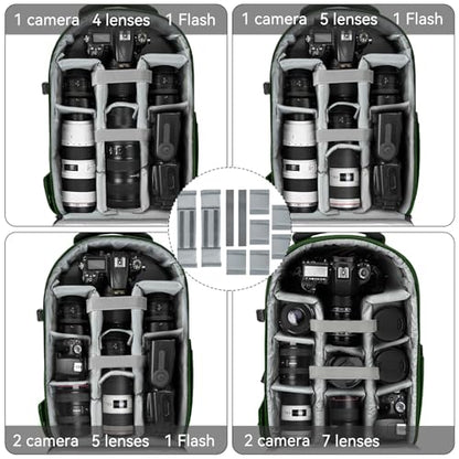 TORIBIO Camera Backpack, Hardshell DSLR Photography Camera Bag, Waterproof Hard Shell Camera Case with Tripod Holder & 15.6" Laptop Compartment Compatible with Canon/Nikon/Sony/DJI Mavic Drone